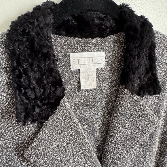Vintage 90s Studio C Fur Collar Jacket Size 10 - Picture 2 of 8